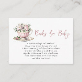 Rosa Tea Party Baby Shower Bok Request Tilläggskort