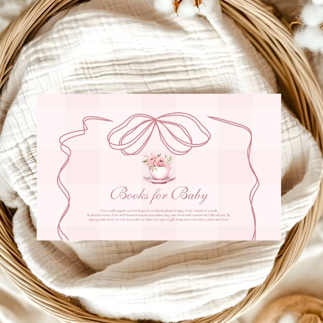 Rosa Tea Party Baby Shower Bokar för Baby Tilläggskort (Skapare uppladdad)