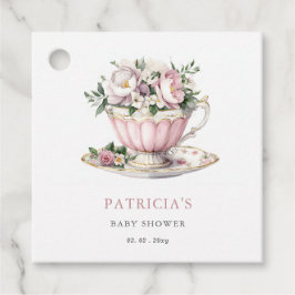 Rosa Tea Party Baby Shower Gåvor Etiketter