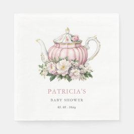 Rosa Tea Party Baby Shower Pappersservett