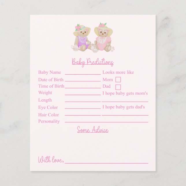 Rosa Tea Party Baby Shower Predictions and Advice (Framsida)