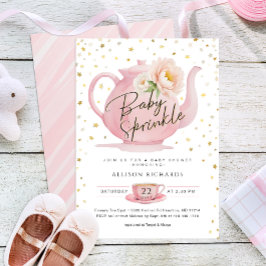 Rosa Tea Party Baby Sprinkle Inbjudan