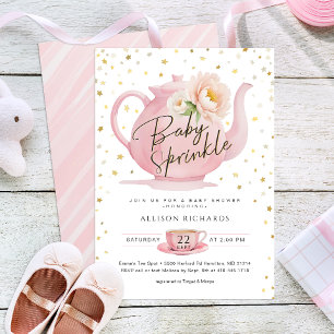 Rosa Tea Party Baby Sprinkle Inbjudan