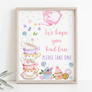 Rosa Tea Party Birthday Favorittecken Poster