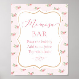 Rosa Tea Party Bröllopsdusch Mimosa Bar Poster