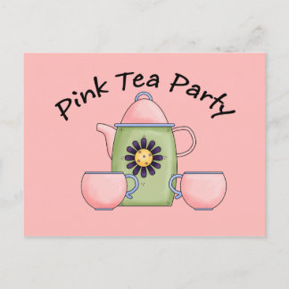 Rosa_Tea_Party Inbjudan Vykort