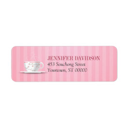 Rosa Tea Party Returadress Etikett