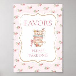 Rosa Tea Party Shower Favor Poster