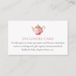 Rosa Tea Party Shower-hölje Tilläggskort
