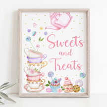 Rosa Tea Party Sweets & Treats Birthday Sign
