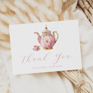 Rosa Tea Party Tackkort-kort Tack Kort
