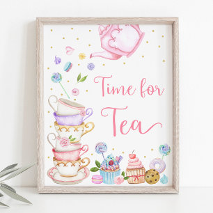 Rosa Tea Party Time for Tea Birthday Poster