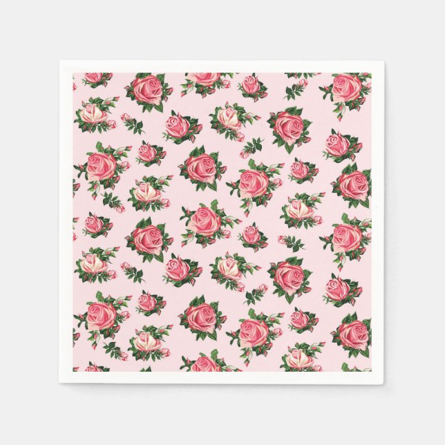Rosa Tea Ro Papper Napkins Pappersservett (Framsidan)
