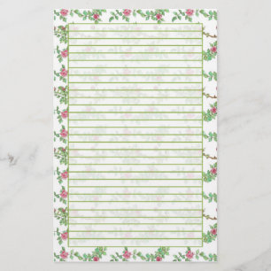 Rosa Tea Ro Watercolor Flowers Lining Brevpapper