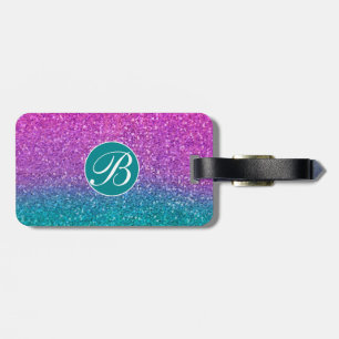 Rosa Teal Aqua Blå & Lila Glittrande Glitter Bagagebricka