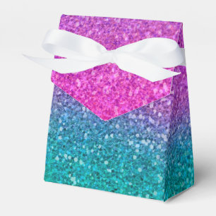 Rosa Teal Aqua Blå & Lila Glittrande Glitter Presentaskar