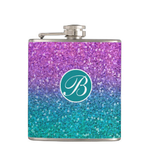 Rosa Teal Aqua Blå Och Lila Glittrande Glitter Fickplunta