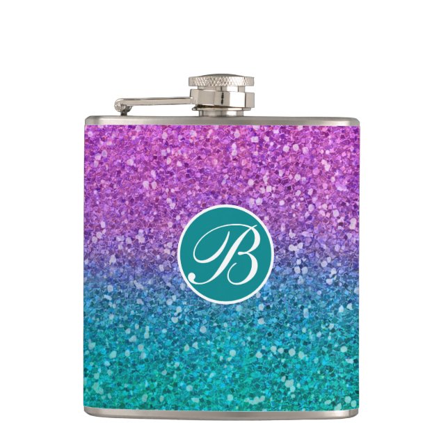 Rosa Teal Aqua Blå Och Lila Glittrande Glitter Fickplunta (Framsidan)