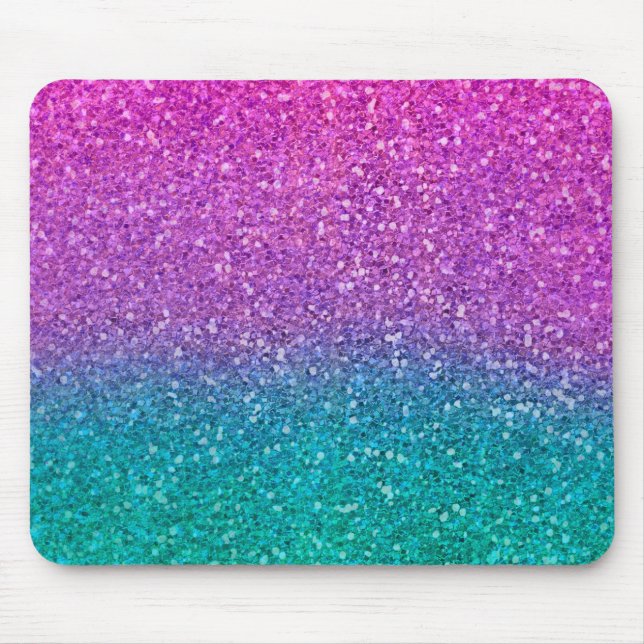 Rosa Teal Aqua Blå Och Lila Glittrande Glitter Musmatta (Framsidan)
