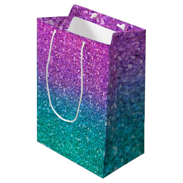Rosa Teal Aqua Blå Och Lila Gnistrande Glitter (Framsidan Vinklad)