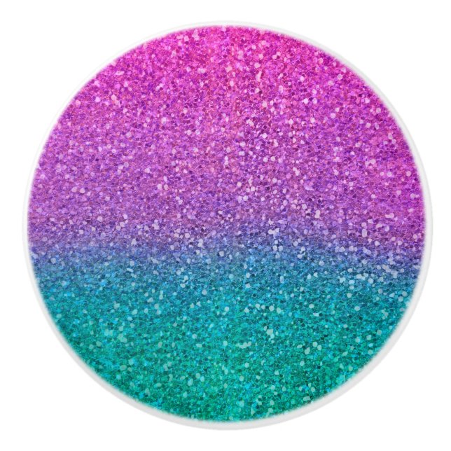 Rosa Teal Aqua Blue & Lila Sparkly Glitter Knopp (Framsidan)