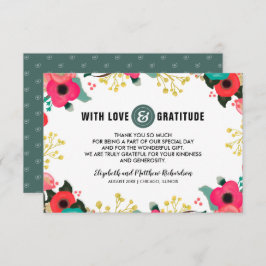 Rosa Teal Bröllop - tackkort för modern Blommigt Tack Kort