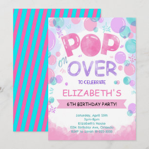 Rosa Teal Bubbles Birthday-inbjudan Inbjudningar