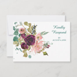 Rosa Teal Burgundy Blommigt Bröllop OSA