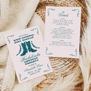 Rosa Teal Cowgirl Bachelorette Social Klubb Inbjudningar
