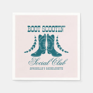 Rosa Teal Cowgirl Bachelorette Social Klubb Pappersservett