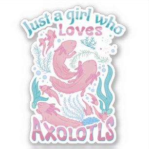 Rosa Teal Flicka Som Älskar Axolotler Klistermärken