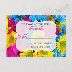 Rosa Teal Gerber Daisy Flowers Bröllop OSA Kort