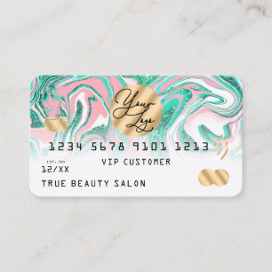Rosa Teal Glitter Marble Kredit Card Logotyp Visitkort