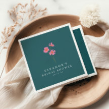 Rosa Teal Gröna Blommor Boho Anpassad Bröllopsfest