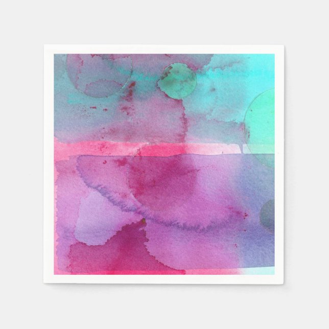 Rosa Teal Lila Ombre Watercolor Pappersservett (Framsidan)