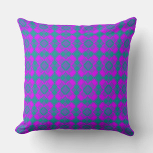 Rosa Teal Lila Rutig Argyle Mönster Kudde