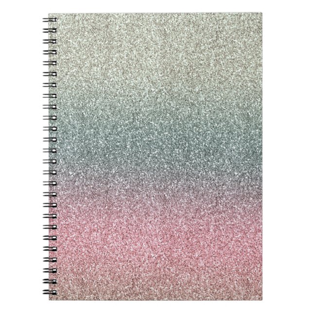 Rosa Teal Mint Glitter Glans           Anteckningsbok (Framsidan)