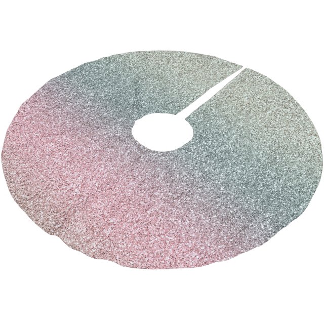 Rosa Teal Mint Glitter Glans         Julgransmatta Borstad Polyester (Vinklad)