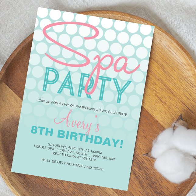 Rosa Teal Modern Spa-fest Firande Inbjudan (Skapare uppladdad)