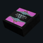Rosa Teal Monogram Bröllop-årsdag Giftbox Smyckeskrin<br><div class="desc">Unik och Snyggt digital satäng & snöre i smart rosa och teal design - Exquisite and elegant personligt bröllp, Anniury eller förlovning present. Anpassa med namn, årsdag och monogram eller siffror - som är gjorda i en underbar presentlåda av trä till behållans trinketer, smyckeskrin för dina speciella nyckelköer. Gör en...</div>