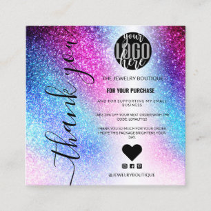 Rosa Teal Nebula Galaxy Glitter Order Tack Fyrkantigt Visitkort