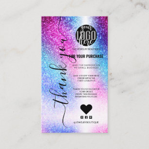 Rosa Teal Nebula Galaxy Glitter Order Tack Visitkort