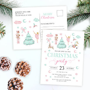 Rosa teal nutcracker ballet candy jul party helg vykort