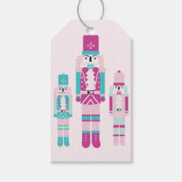 Rosa & Teal Nutcracker Trio Gift-Märkre Presentetikett