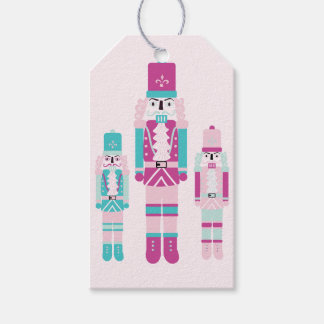 Rosa & Teal Nutcracker Trio Gift-Märkre Presentetikett