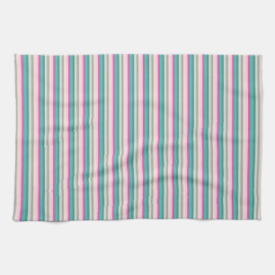 Rosa Teal och Grått Stripe Kökshandduk