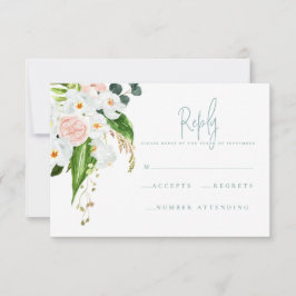 Rosa, teal och orkidétropisk blommigt R.S.V.P. OSA Kort