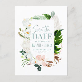 Rosa, teal + orkidé tropiskt blomfoto meddelande vykort