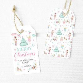 Rosa teal pastel nutcracker god jul märkre presentetikett