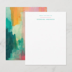 Rosa Teal Payed Personal Stationery Anteckningskort